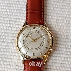 18KGOLD JAEGER LECOULTRE MEMOVOX WORLD TIME CAL K814 REF 3160 SWISS WATCH Ca1957