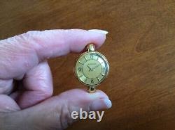 18K SOLID GOLD ANTIQUE JAEGER-LeCOULTRE LADIES WATCH WITH BACK CROWN RUNNING