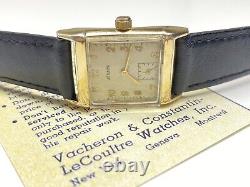 Beautiful vintage lecoultre tank mechanical swiss wristwatch with box & paper