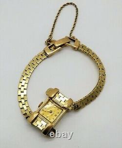 Funky & Fun Asymmetrical 14k Solid Gold Vintage Le Coultre Ladies Watch