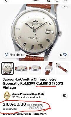 Jaeger-LeCoultre K883 Cross Hair Automatic E393 RARE VINTAGE 1960's