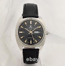 Jaeger Le Coultre Club Automatic Crystal Black Dial Day Date Men's Watch Vintage