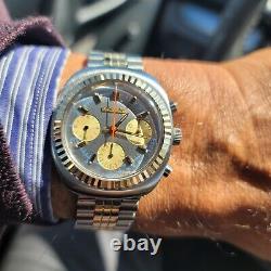 Jaeger lecoultre vintage mens watch E2645. Valjoux 72 chronograph, 14k vezel
