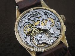 Jager LeCoultre Chronograph 18k Gold Cal. 285 17 Jewels 1940s Vintage Swiss