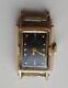 Lecoultre 14k Gold Ladies Wristwatch Vintage Black Rectangular Dial Watch