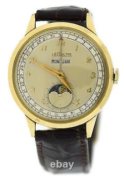 LeCoultre Vintage Triple Date Calendar Moonphase 10K Gold Filled Watch 486