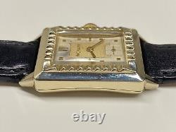 Lecoultre 10 ktgf tank mechanical vintage swiss wristwatch with box & paper