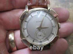 MENS Vintage LeCoultre fancy unusual case 14K Gold Running WRIST Watch