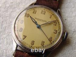 MEN'S MILITARY 34mm JAEGER-LECOULTRE steel WWII ERA VINTAGE WATCH good condition