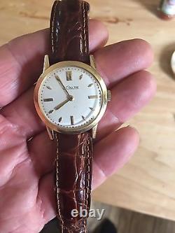 Nice Elegant Vintage Working LeCoultre Watch 14k Gold Leather Band FREE SHIPPING