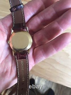 Nice Elegant Vintage Working LeCoultre Watch 14k Gold Leather Band FREE SHIPPING