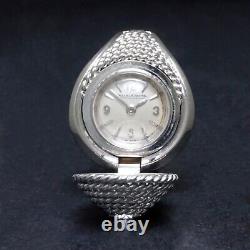 Rare Vintage Jaeger LeCoultre 18K White Gold & Diamond Flip Top Ring Watch, MINT