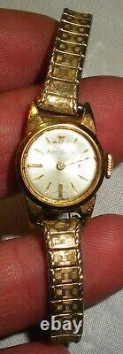 VINTAGE 18K GOLD JAEGER LECOULTRE LADIES WATCH CASE & BAND WORKING! Tuvi