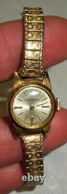 VINTAGE 18K GOLD JAEGER LECOULTRE LADIES WATCH CASE & BAND WORKING! Tuvi