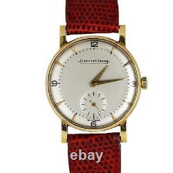 VINTAGE Jaeger-LeCoultre 18k Yellow Gold Silver 30mm Red Leather 417745 Watch