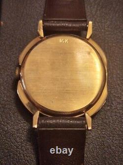 VTG Le Coultre 1948 Rare Case 14k Solid Gold The Pershing Manual Watch 32mm