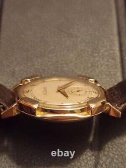VTG Le Coultre 1948 Rare Case 14k Solid Gold The Pershing Manual Watch 32mm