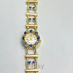 Vintage 14k Yellow Gold LeCoultre Jaeger Working Watch & Blue Sapphire Bracelet