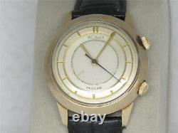 Vintage 35mm Le Coultre 10k Gold Memovox Manual Alarm Wristwatch, Running