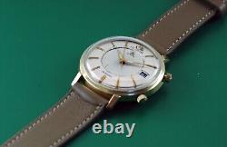Vintage 50's Le Coultre-Vacheron Automatic MEMOVOX 14K Gold 38 mm Alarm Watch