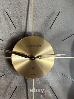 Vintage Brass & Lucite Jaeger Le Coultre Ultra Thin Clear Mantle Clock