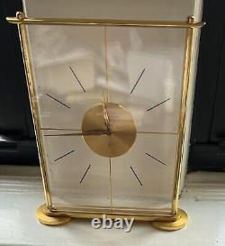 Vintage Brass & Lucite Jaeger Le Coultre Ultra Thin Clear Mantle Clock