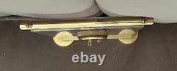 Vintage Brass & Lucite Jaeger Le Coultre Ultra Thin Clear Mantle Clock