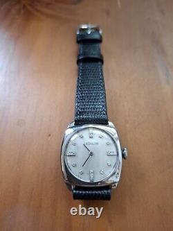 Vintage Gents 1930s Stainless Steel LeCoultre Diamond Dial Watch