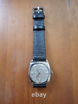 Vintage Gents 1930s Stainless Steel LeCoultre Diamond Dial Watch