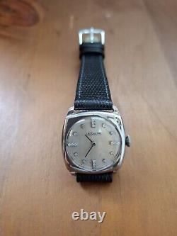 Vintage Gents 1930s Stainless Steel LeCoultre Diamond Dial Watch