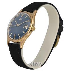 Vintage Jaeger-LeCoultre 34 mm Deep Blue Dial 9k Gold Automatic Wrist Watch