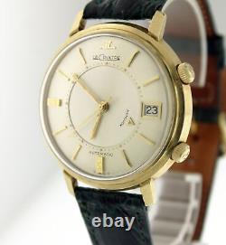 Vintage Jaeger LeCoultre Memovox 38mm 14k Yellow Gold Alarm Date Automatic Watch