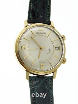 Vintage Jaeger LeCoultre Memovox 38mm 14k Yellow Gold Alarm Date Automatic Watch