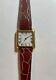 Vintage Jaeger Lecoultre Solid 18k Yellow Gold Leather Manual Wind Watch Ladies