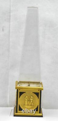 Vintage Jaeger LeCoultre Swiss Egyptian Obelisk 8 Day Desk Table Clock no runs