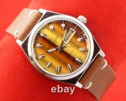 Vintage Jaeger Lecoultre Brown Automatic Swiss Men's Working Wrist Watch 37.5mm