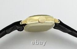 Vintage Ladies LeCoultre Solid 14K Yellow Gold Manual Wind Crocodile Band