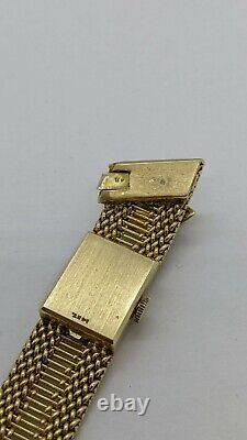Vintage LeCoultre 14K Yellow Gold Bracelet Watch Enamel Clasp 62.6 Grams