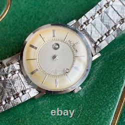 Vintage LeCoultre Galaxy 14K Solid White Gold Diamond Mystery Dial Wristwatch