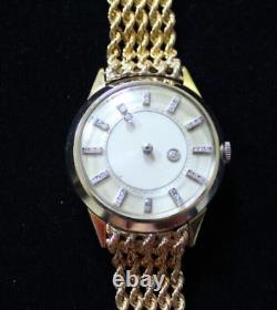 Vintage Le Coultre Vacheron Constantin Diamond 14k Yellow Gold Dress Watch G192