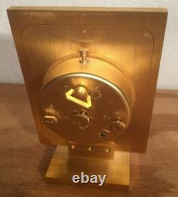 Vintage New Jaeger LeCoultre 8-Day Alarm Clock Gilded Rectangle Oval Dial Gold