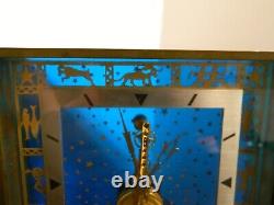 Vintage Rare Jaeger LeCoultre Square Blue Astrological Desk Clock Very Good Cond