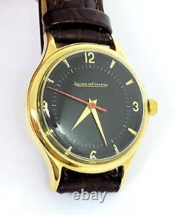 Vintage Solid 18k JAEGER-LeCOULTRE Automatic Watch Cal 481 Black Dial EXLNT