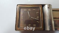 Vintage Swiss Jaeger Lecoultre Manual Wind Folding Steel Travel Desk Alarm Clock