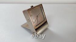 Vintage Swiss Jaeger Lecoultre Manual Wind Folding Steel Travel Desk Alarm Clock