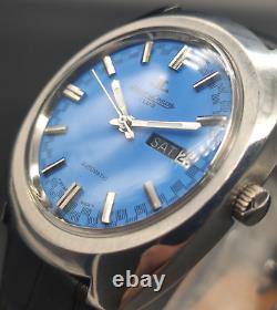 Vintage Swiss jaeger le coultre Automatic Date Men's Wrist Watch-ocean blue dial