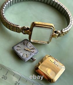 Vtg Jaeger Lecoultre JL ladies WATCH yellow gold 18K antique mcm bracelet square