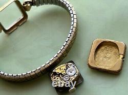 Vtg Jaeger Lecoultre JL ladies WATCH yellow gold 18K antique mcm bracelet square