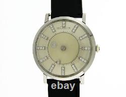 Jaeger LeCoultre Vintage 33mm en or blanc 14 carats, Montre Mécanique avec Cadran Mystérieux en Diamant