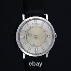 Jaeger LeCoultre Vintage 33mm en or blanc 14 carats, Montre Mécanique avec Cadran Mystérieux en Diamant